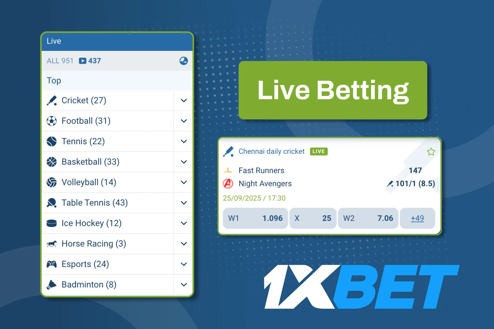রিয়েল টাইম অ্যাকশন সহ 1xBet-এ লাইভ বেটিং উপভোগ করুন।
