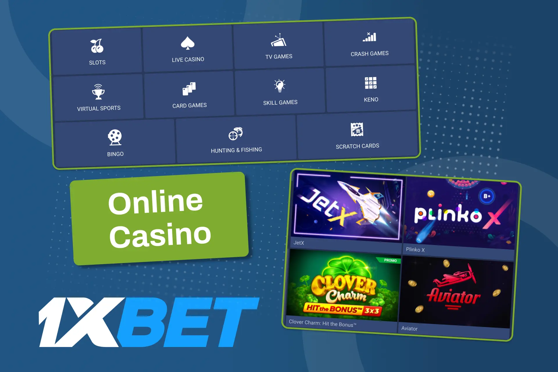 1xBet অনলাইন ক্যাসিনো সহ একটি বিস্তৃত গেম লাইব্রেরি আবিষ্কার করুন।