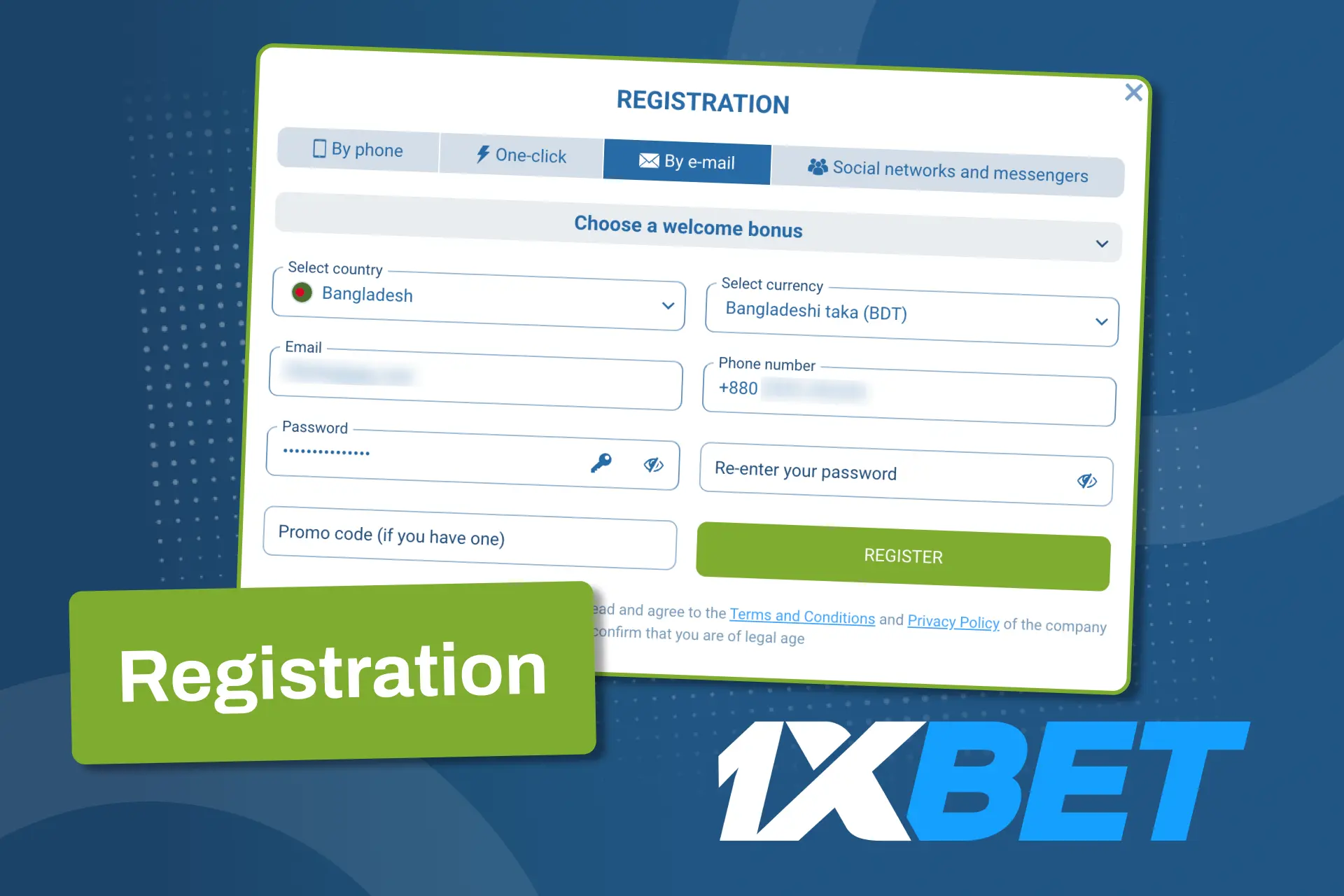 আপনি যদি 1xBet-এ একজন নবাগত হন, তাহলে প্রথমে আপনাকে একটি অ্যাকাউন্ট তৈরি করতে হবে।