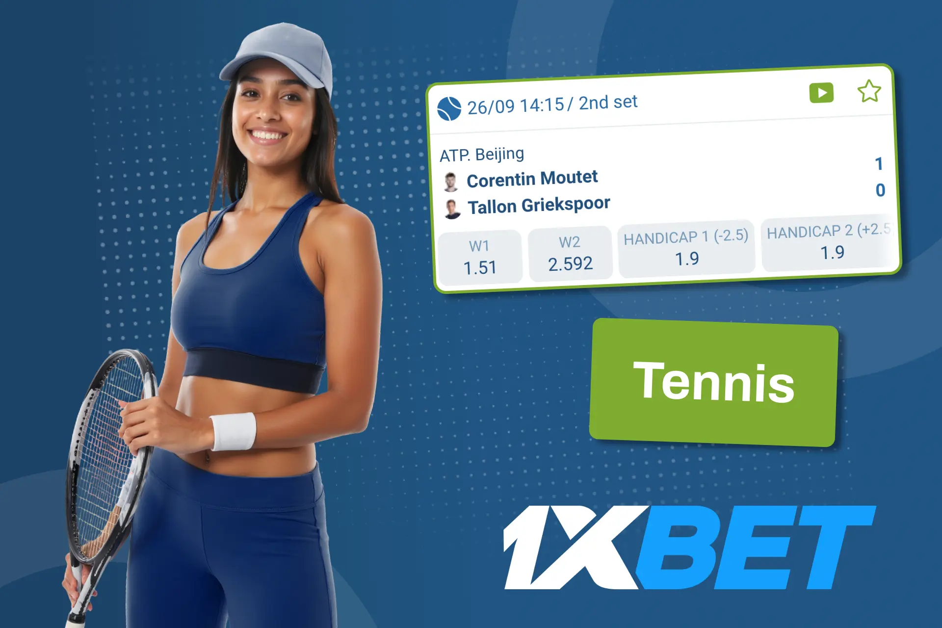 বাংলাদেশের অফিসিয়াল 1xBet ওয়েবসাইটে টেনিসের উপর বাজি ধরুন।