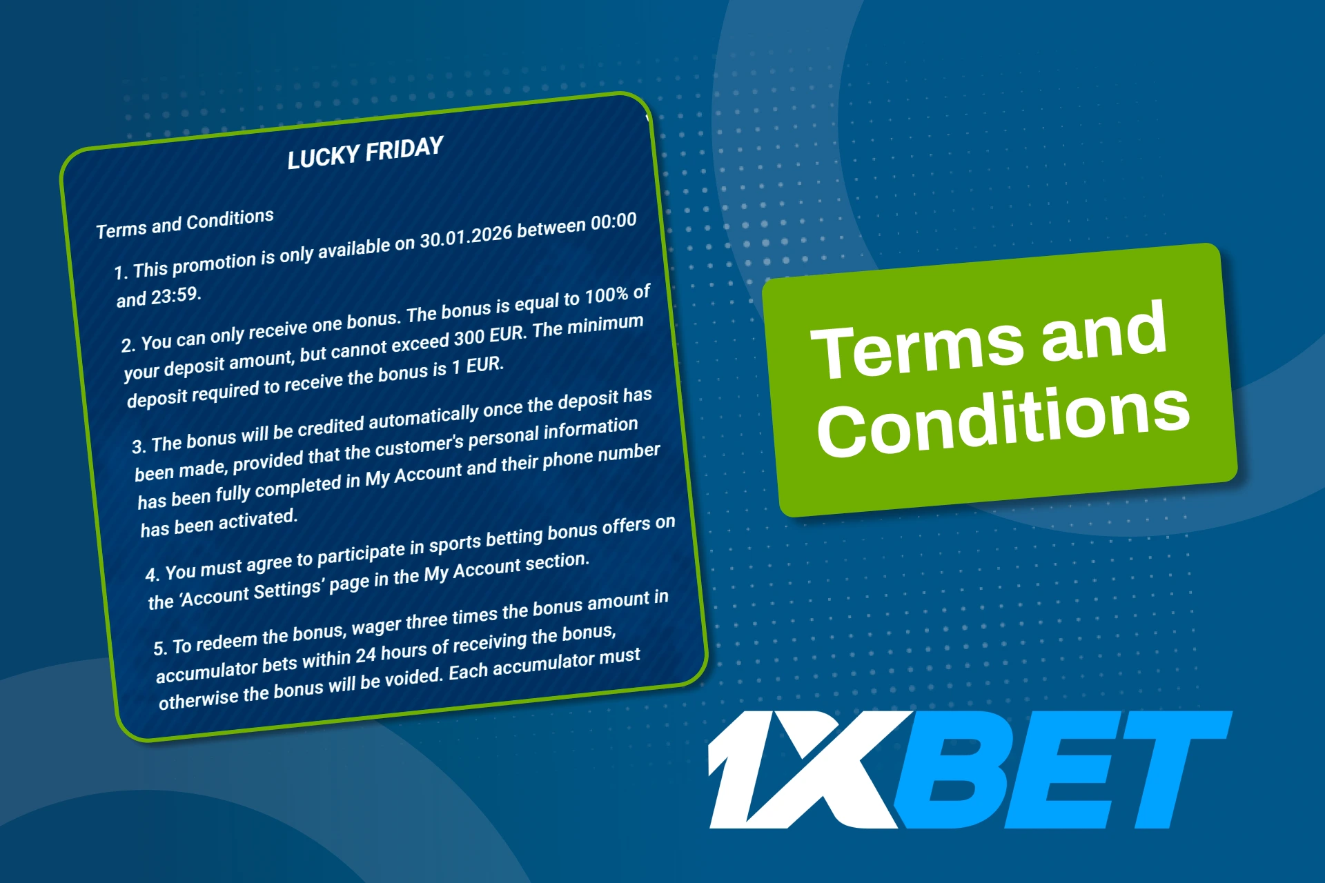 শুক্রবার বোনাস শর্তাবলী পরীক্ষা করুন এবং 1xBet এর সাথে ফেয়ার প্লে আনলক করুন।