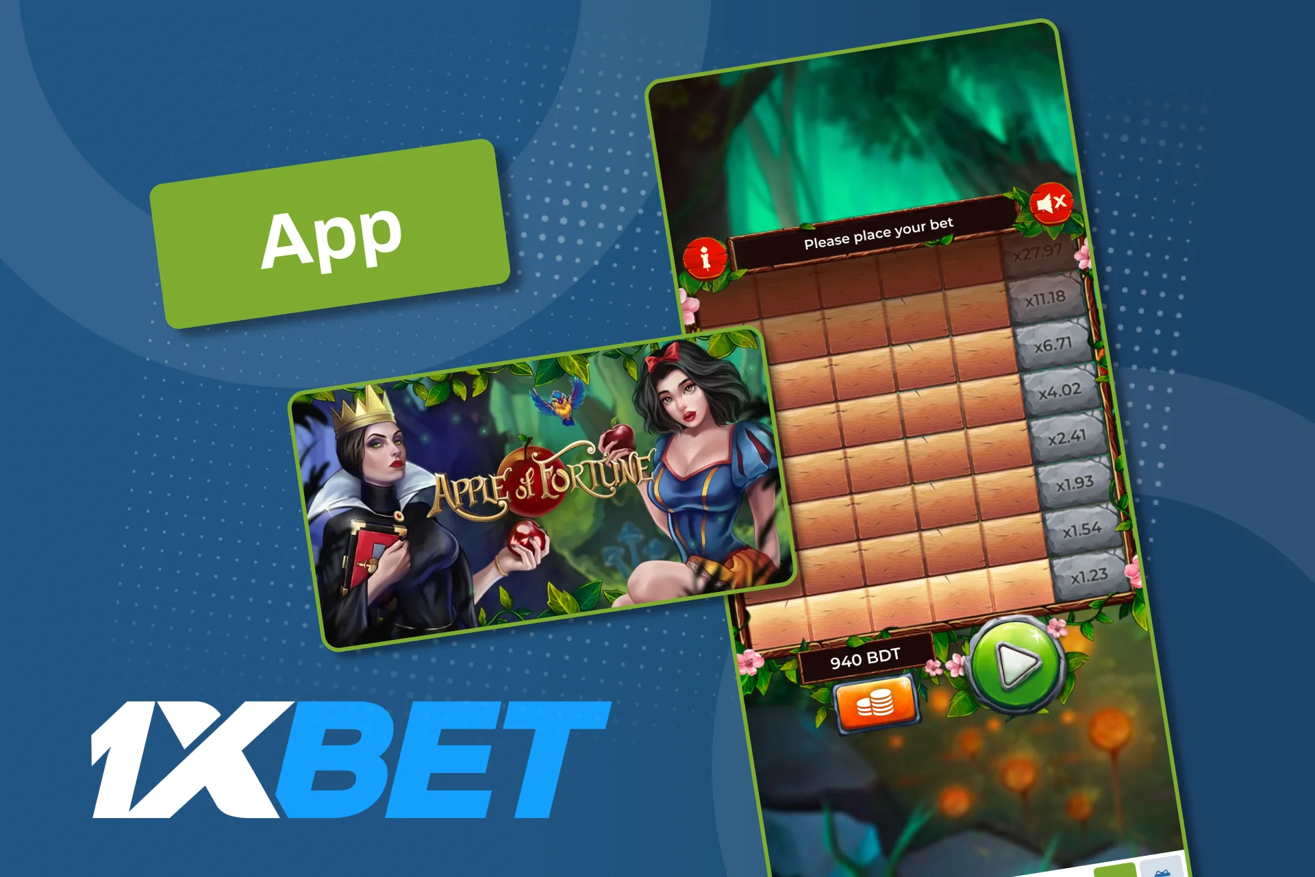 Install the 1xBet app and play Apple Of Fortune on Android and iOS.