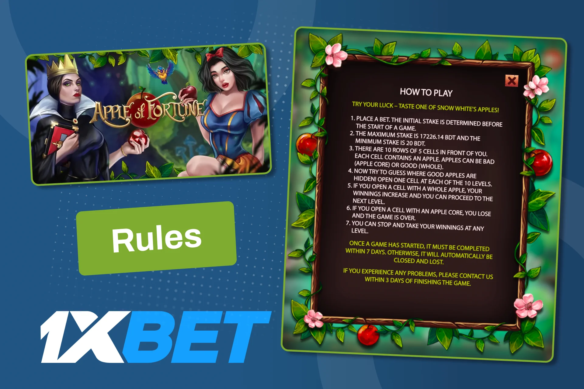 Learn Apple Of Fortune Mines-style rules and play on 1xBet.