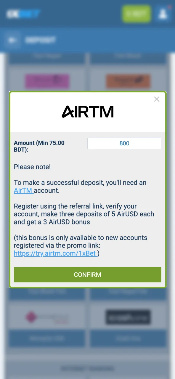 Make a deposit on 1xBet and start playing slots.