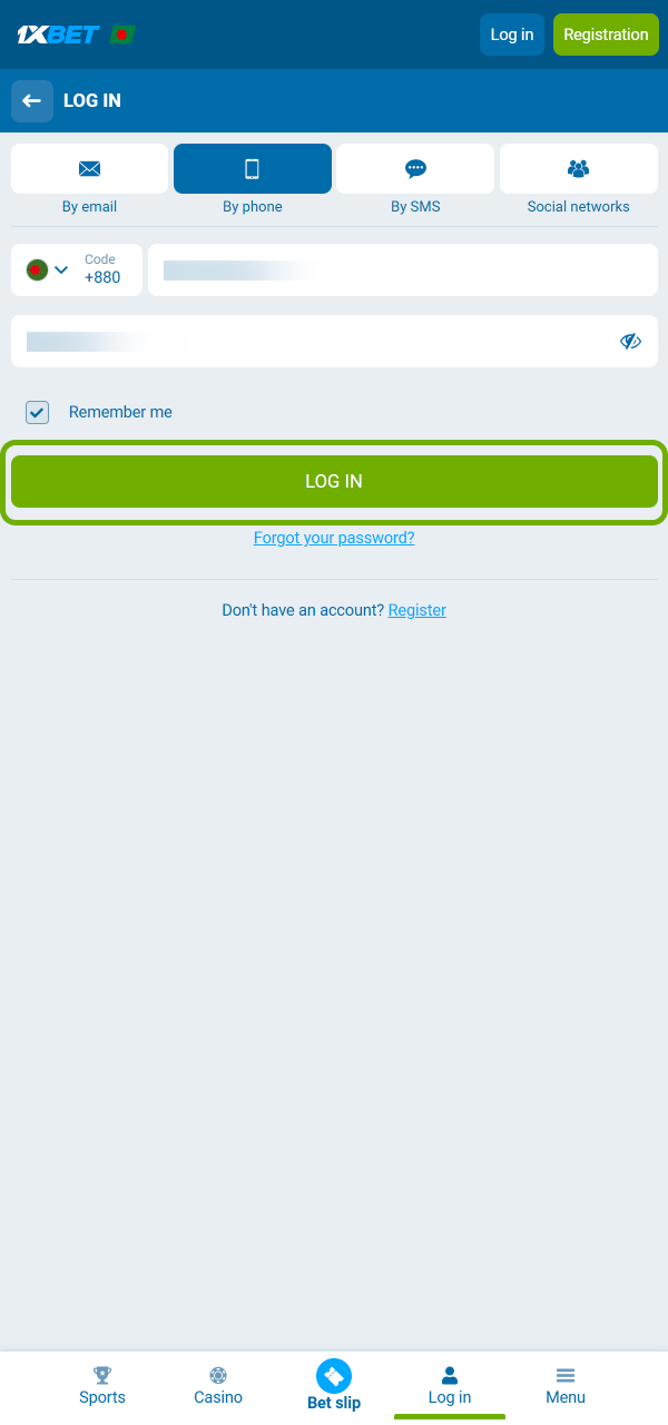 Log in quickly and continue verification on 1xBet.