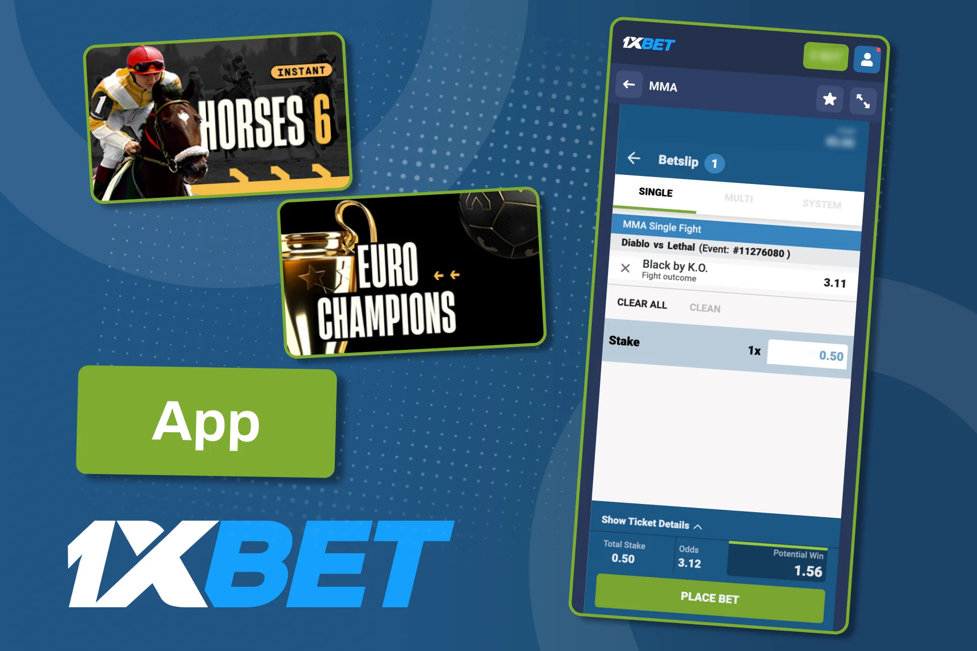 Use the 1xBet app to bet on virtual sports anytime and anywhere.