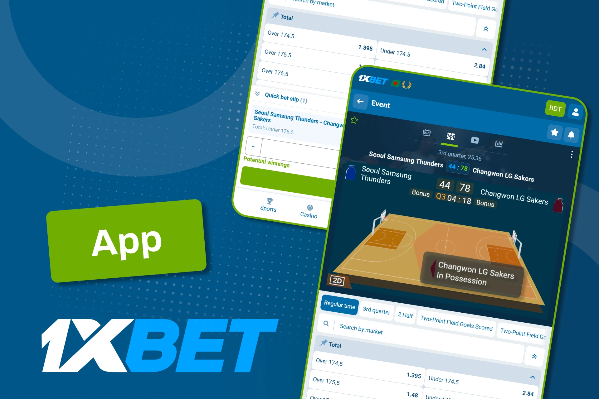 1xBet থেকে মোবাইল অ্যাপ ব্যবহার করে যে কোনো জায়গায় বাস্কেটবলে বাজি ধরুন।